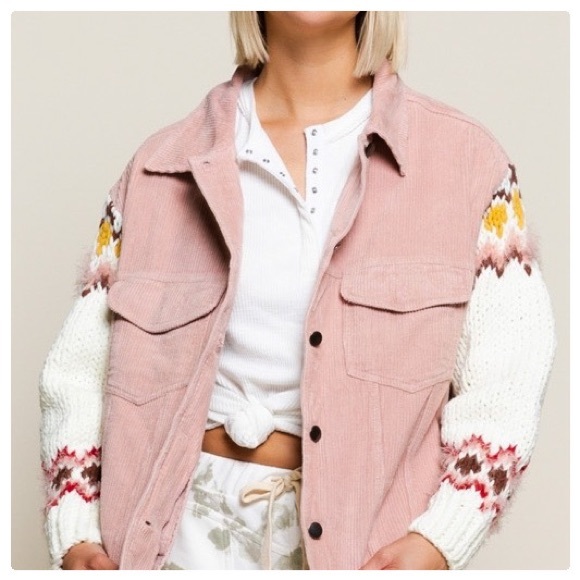 POL Winter Corduroy & Knitted Sleeve Jacket - Picture 9 of 16